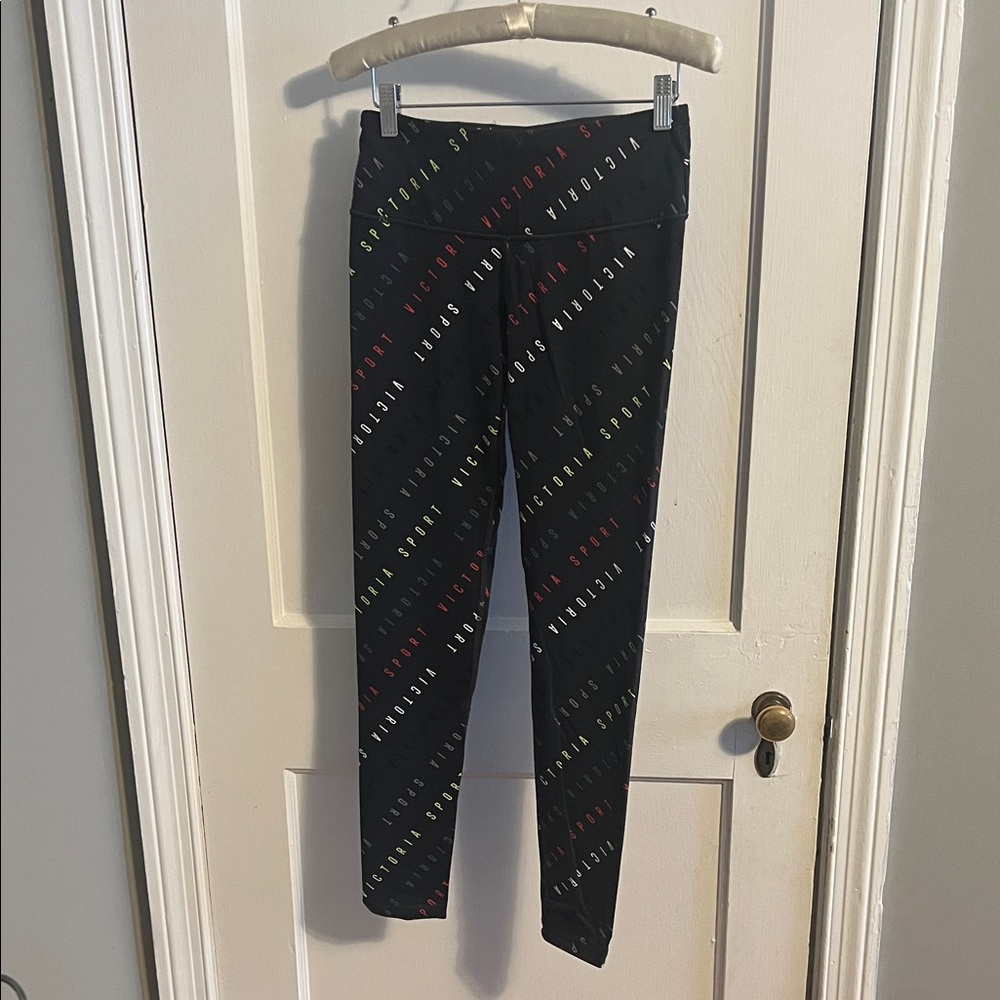 Victoria's Secret Black Multicolor Logo Leggings